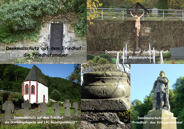 Denkmalschutz und Denkmalpflege Friedhof Kobern. Weitere Einzelmonumente des Friedhofs, die denkmalgeschützt sind.